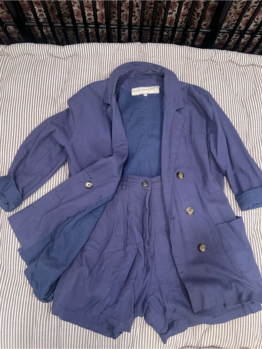 Jen’s Pirate Booty Linen Blazer & Shorts Set EUC Small